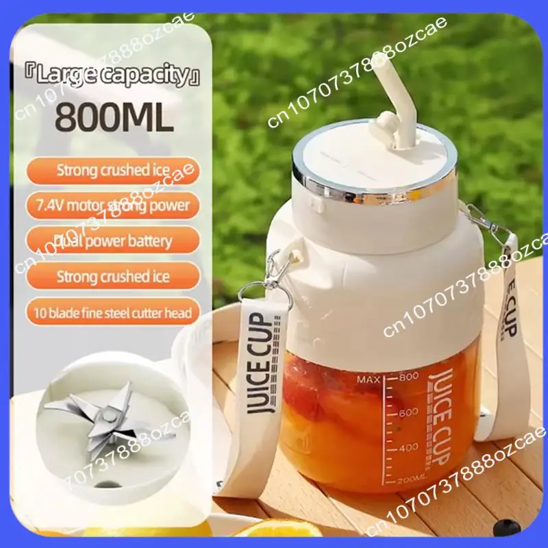 A26P دلو عصير لاسلكي محمول كهربائي 800 مل كوب عصارة فواكه طازجة بسعة كبيرة و10 شفرات من الفولاذ المقاوم للصدأ