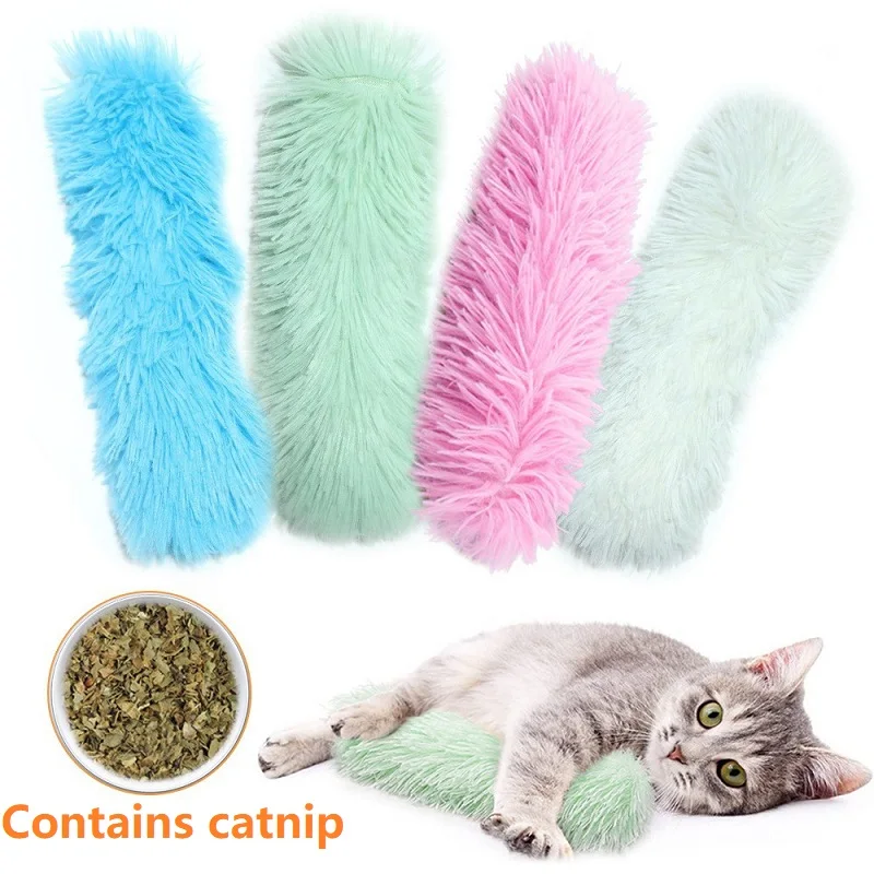 Katzenminze Spielzeug Plüsch Katze Kauspielzeug Katzenminze Self-hi Biss Streifen Kissen Teaser für Katzen Haustier Interaktives Spielzeug MWJ07 – Detail 2