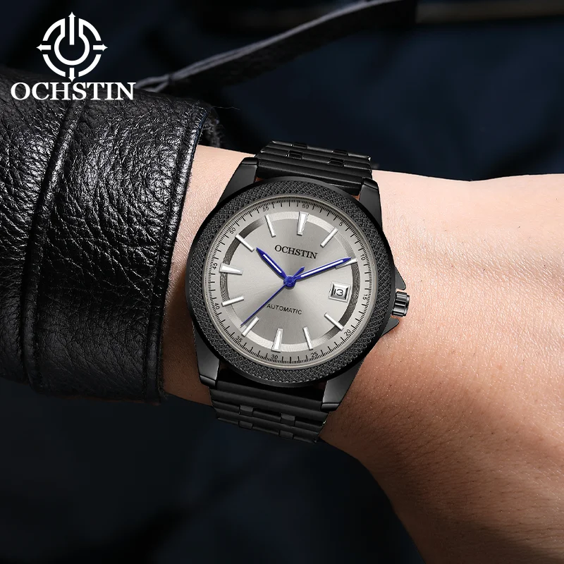 OCHSTIN Luxury Self‑winding Business Mechanical Watch for Men Masterpiece Collection Polished Metal Strap Water Resistant Clock