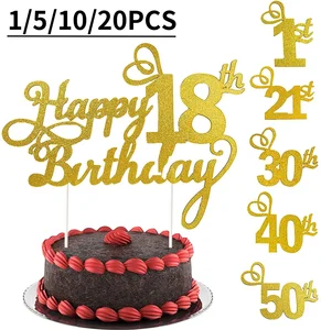 1-20pcs de pastel de feliz cumpleaños 10 mejores ventas de 40 años topper de pastel de cumpleaños - №9