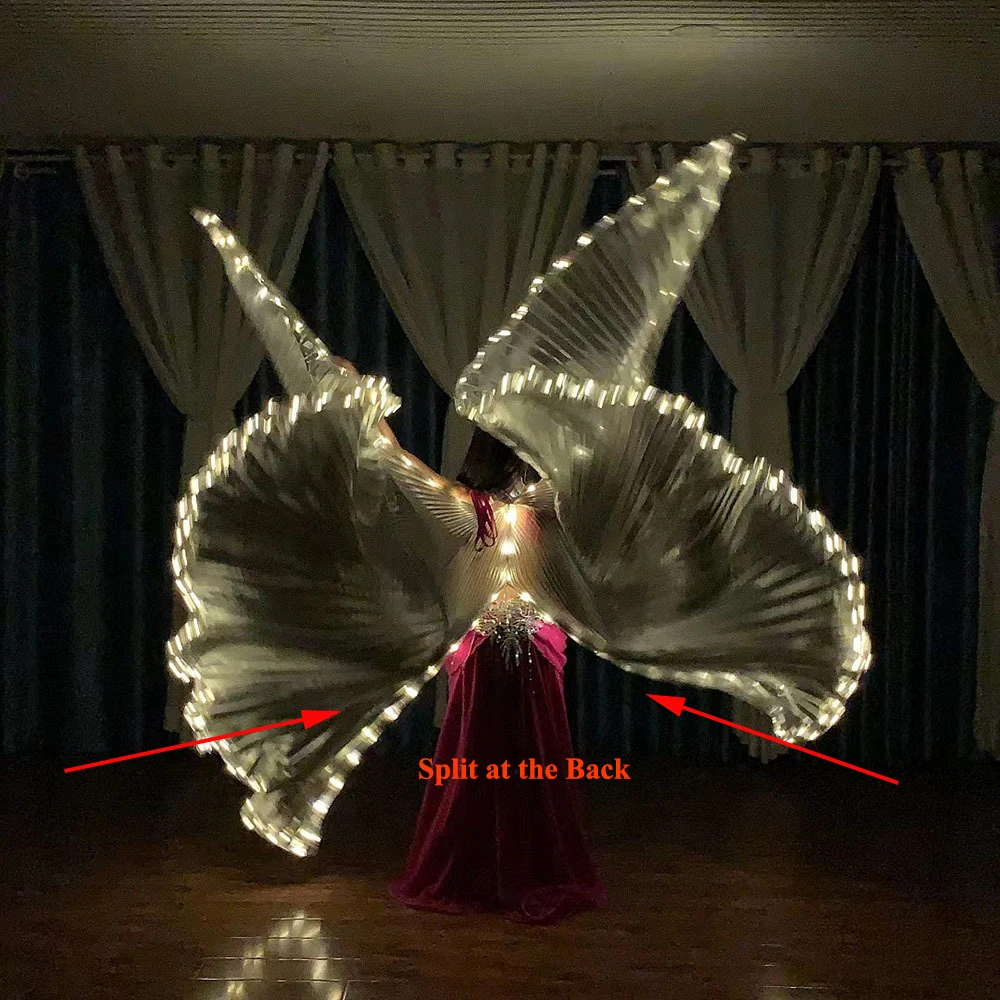 Led Isis Wings Belly Dance Costume With Telescopic Stick Light Up Fairy Angle Wing Butterfly Carnival Halloween Party Cape Props