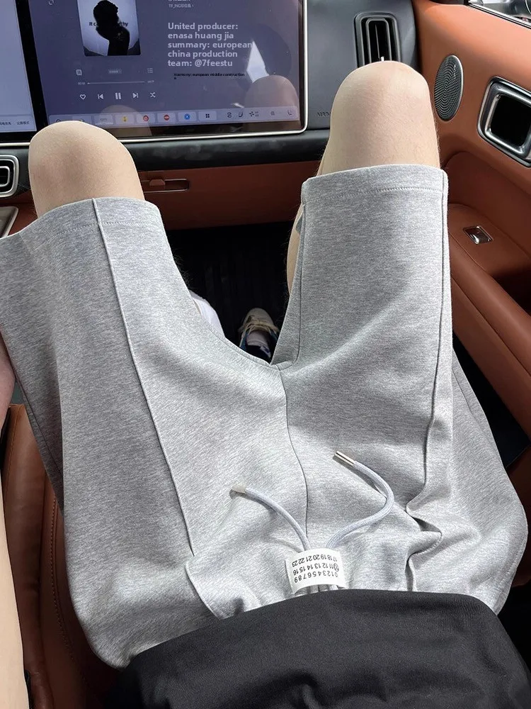 

Cleanfit Белые мужские лыжи Summer Thin American Sle Five-Quarter Loose Fit Spor средней длины Casual Faion Trendy