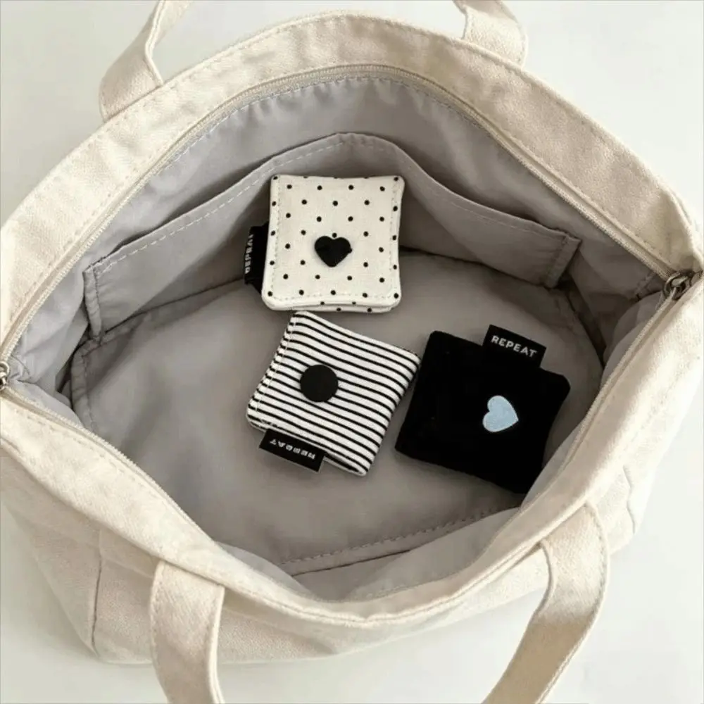 Fabric Desktop Cable Organizer Polka Dot Pattern Double-Sided Date Cable Winder Portable Earphone Organizer