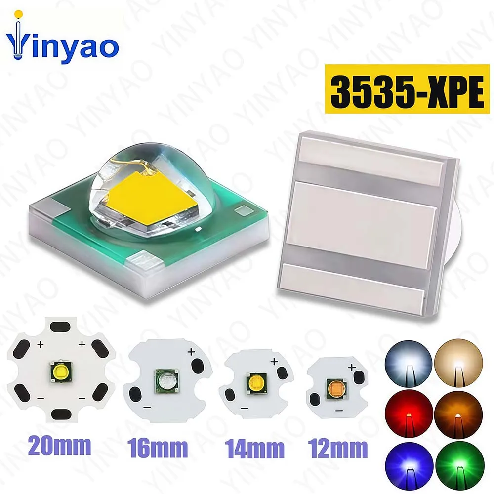 10pcs 3535 XPE Light Beads 1W 3W Warm Natural White Red Green Blue Yellow SMD 3535 LED Chips With 12 14 16 20mm PCB Board Diode