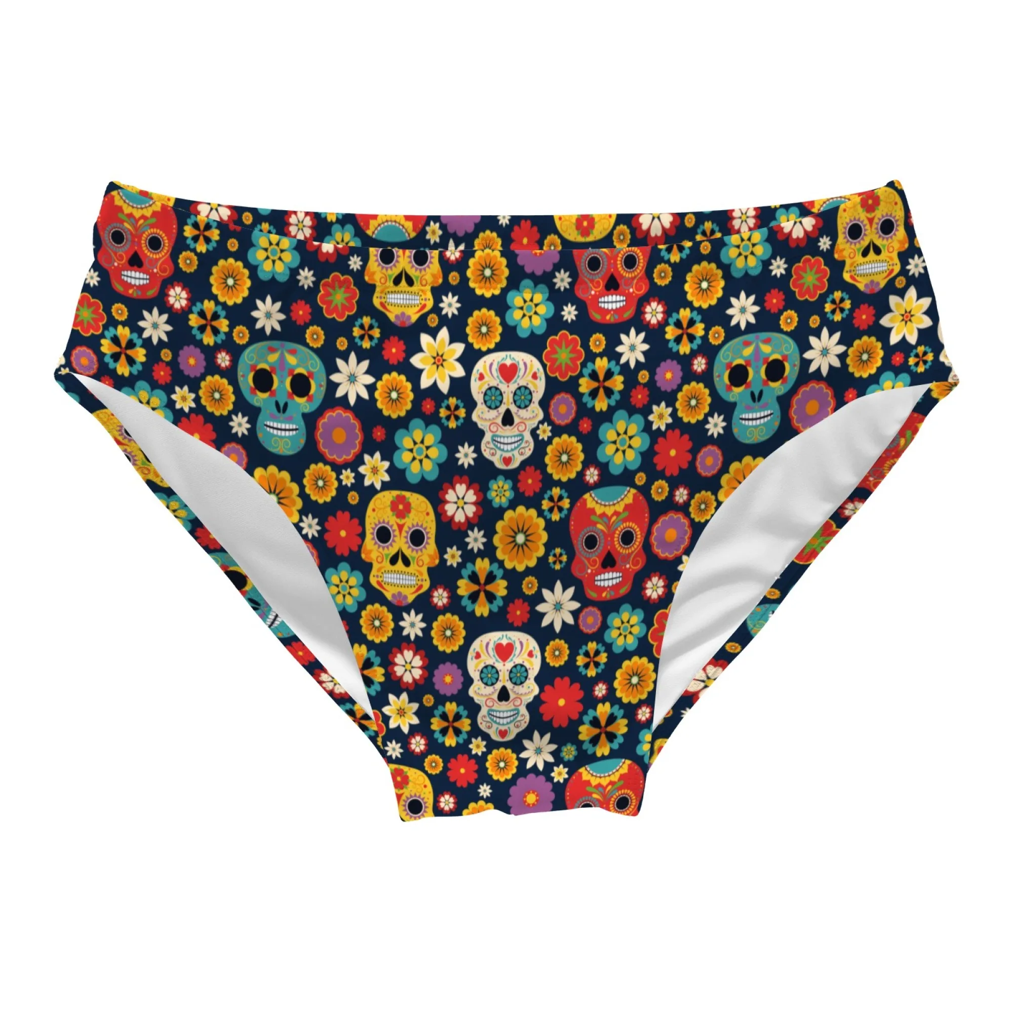 

Retro Floral Sugar Skull Men's Swimming Trunks Comfortable and Stylish Men's Beach Surf Shorts Men's Sexy Bikini Briefs Swimwear