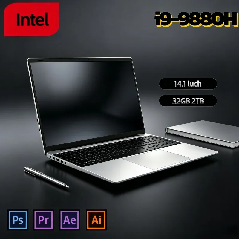 High Refresh 14.1 Inch Slim Laptop i9-9880H 120Hz Panel 16/32GB RAM 2TB Fast SSD Daily Study Office Computer
