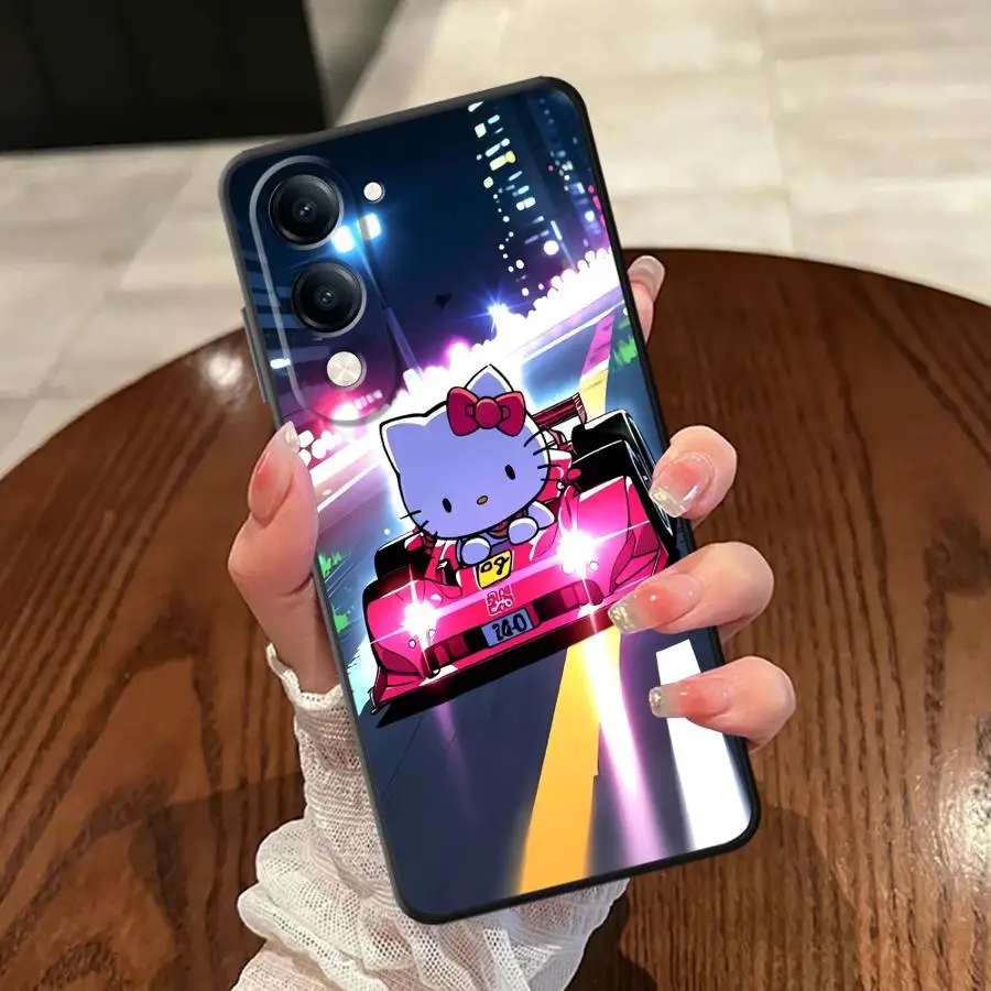 سباق السيارات مرحبا كيتي الحال بالنسبة ل Vivo Y27 Y30 Y33S Y35 Y19 Y31 Y36 Y20 Y21 Y02 Y11 Y22 Y12 Y15S Y16 Y17 لينة الغطاء الخلفي للهاتف