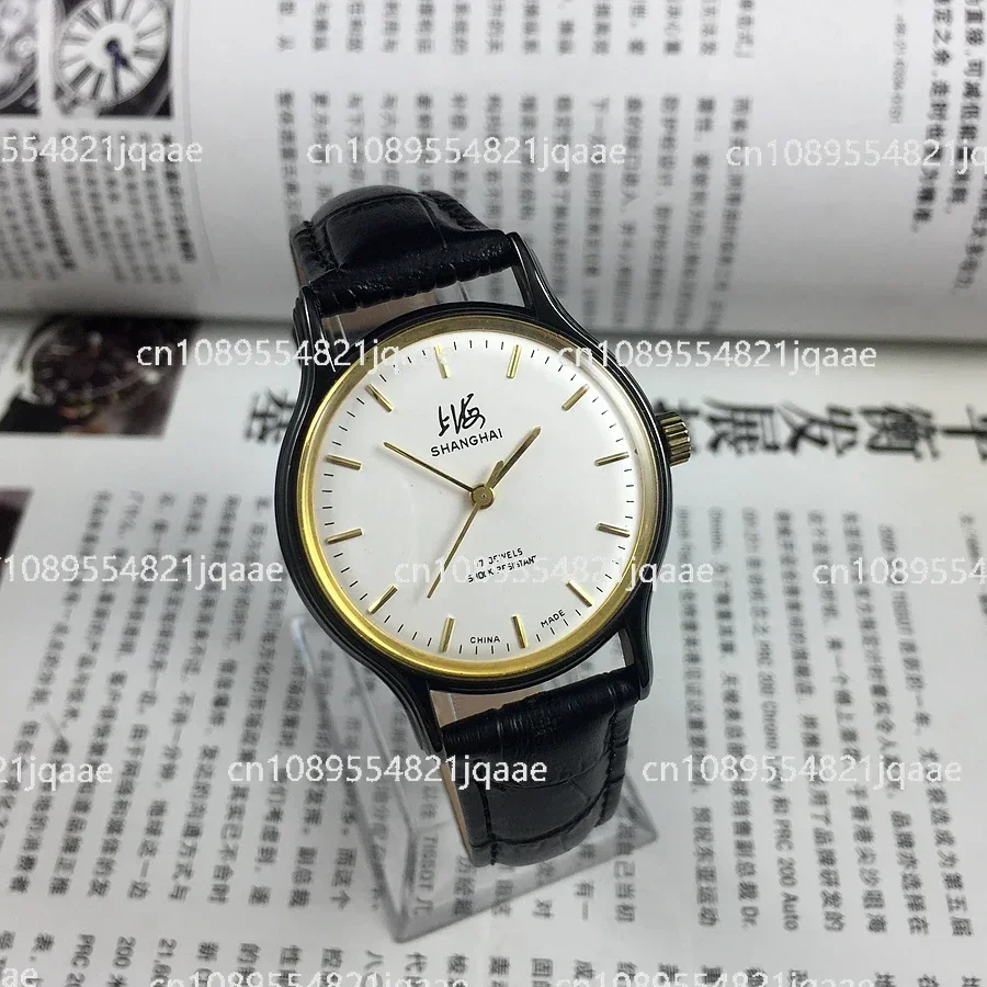 นาฬิกาข้อมือกลไกแบบแมนนวล รุ่น Shanghai 8120 Type 17 ของแท้ใหม่เอี่ยม ตัวเรือนสีดำ หน้าปัดสีขาว ขนาดเส้นผ่านศูนย์กลาง 35 มม.