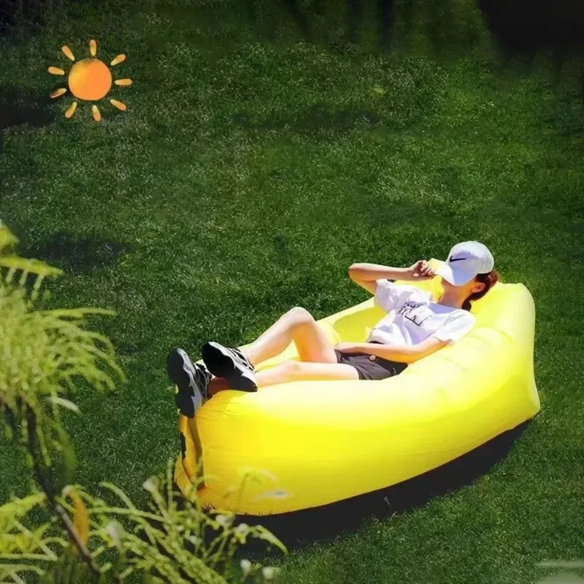 Sleeping Bag Inflatable Sofa Bed Chair Inflatable Outdoor Inflatable Sofa Foldable Bag Concert Recliner $4.19