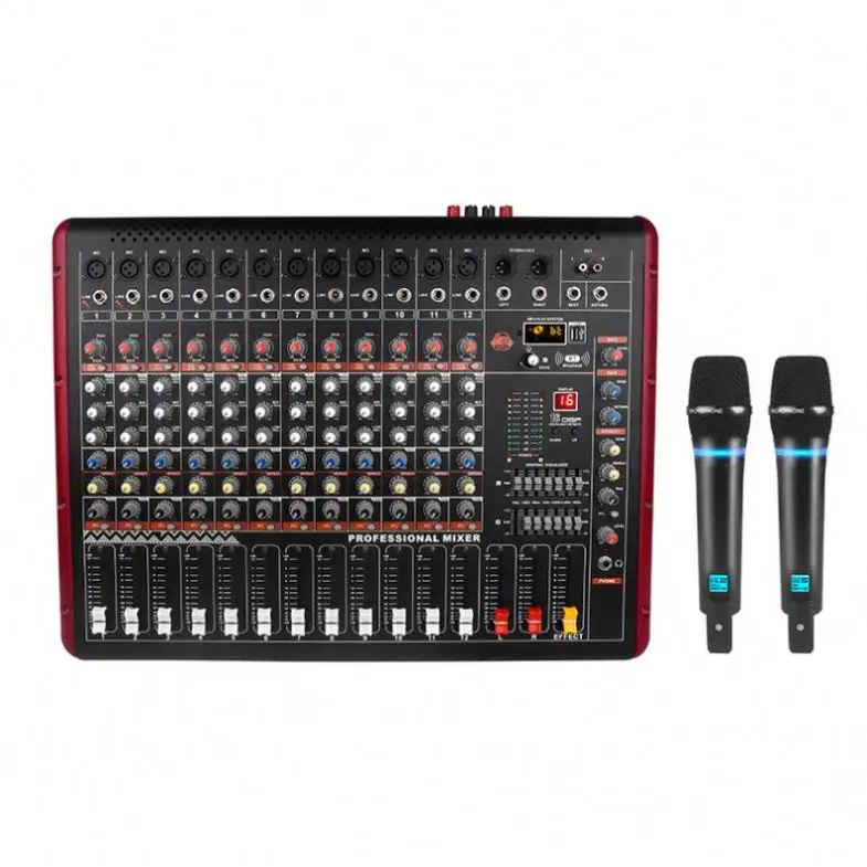 

Ocean Professional 2x350W Power Amplifier 8 12 16 DSP USB Mixer Dual Wireless Microphone Metal Material