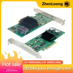 ZhenLoong Brand new and original LSI 2008/3008 SAS card 6G/12G SAS/SATA controller SFF8087 SFF8643 hard disk pass through card