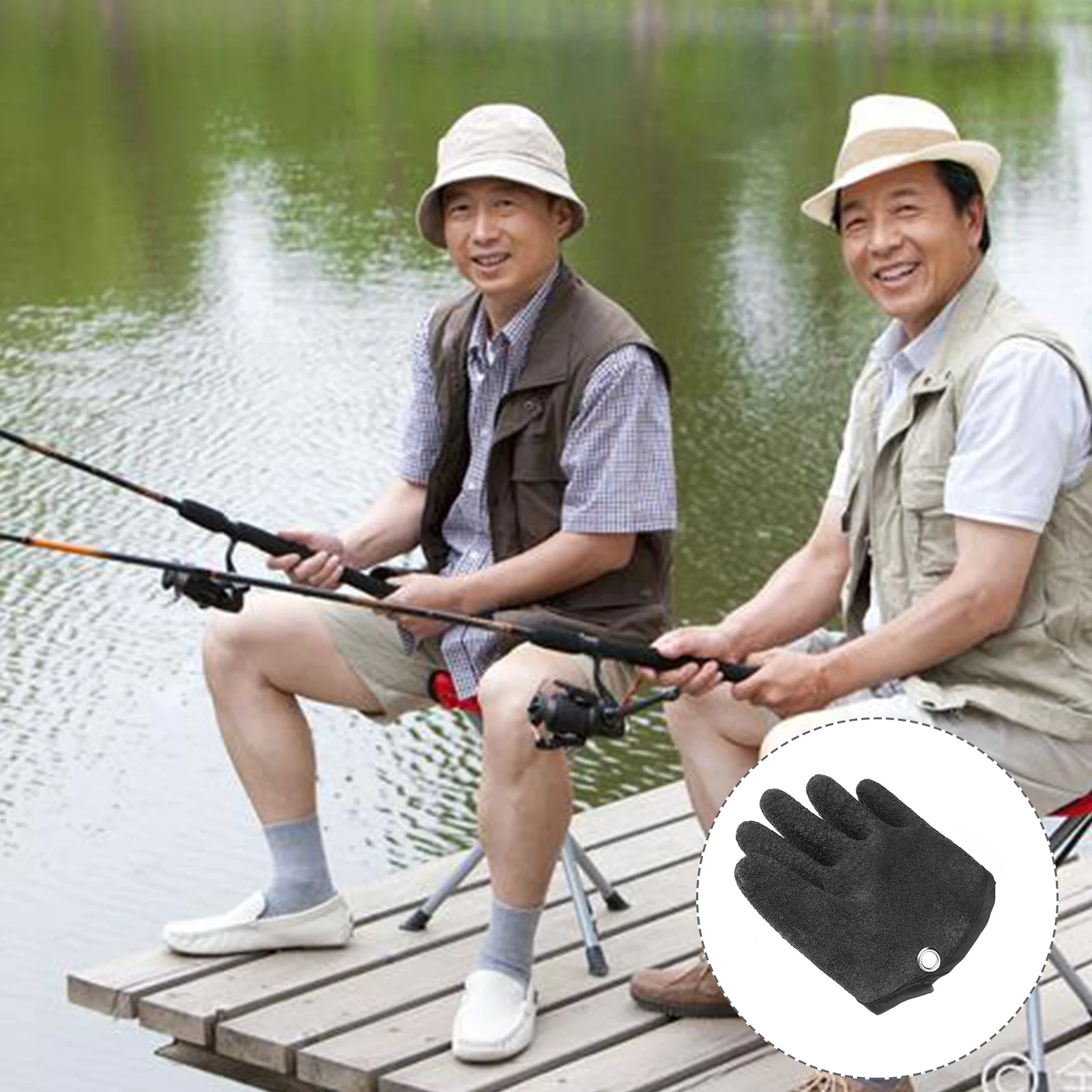 

1pc Anti-Slip Fishing Gloves Sproof Pe Woven Catch Fish Glove Anti- Light Black For Indoor Outdoor Use