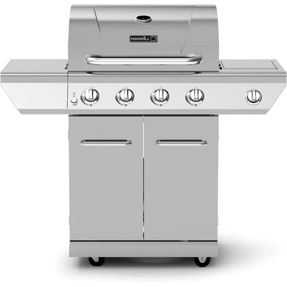 

4-Burner Propane Gas Grill in Stainless Steel with Side Burner, 60000BTUs, 626 sq. in. Cooking Space, Perfect for Outdoor Cookin