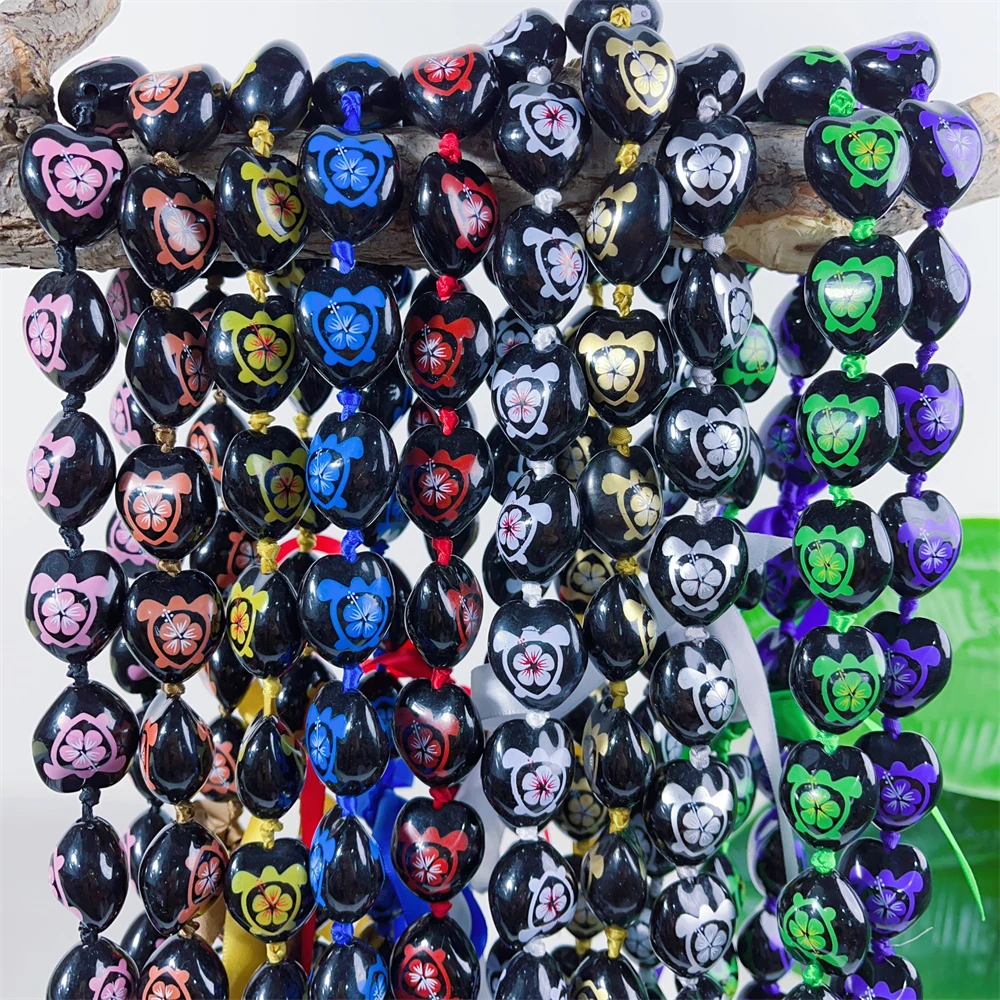 ขายร้อนสําเร็จการศึกษา Lei ฮาวาย Kukui Nut Leis ทาสีเต่า Hibiscus Aloha Hula Dance สร้อยคอ 3 ชิ้น