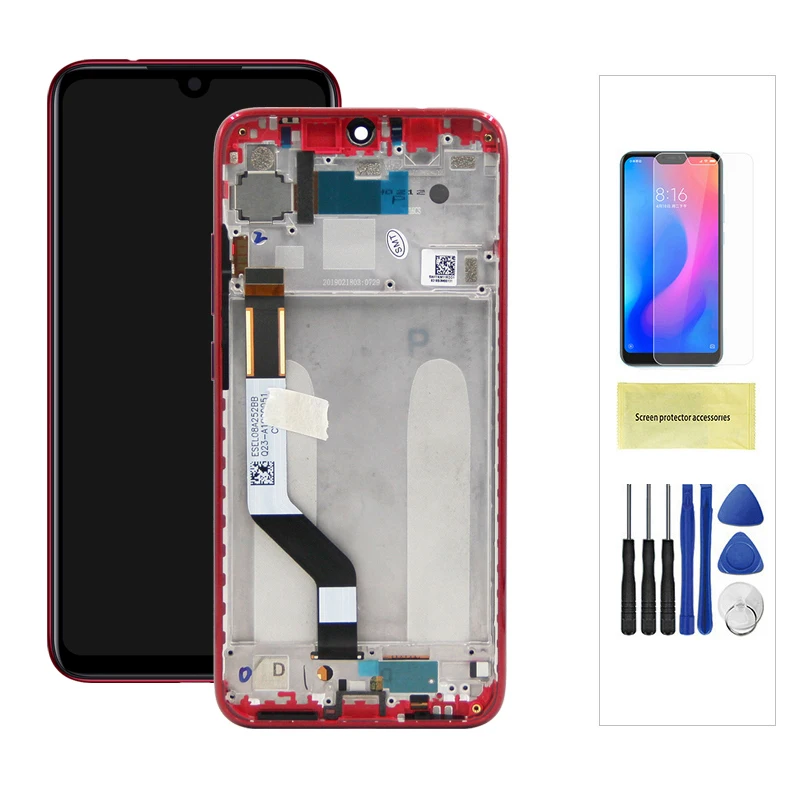 6,3'' für Xiaomi Redmi Note 7 Handy-Bildschirm-Touch-Glas mit Rahmen-Digitizer-Ersatz für Note 7 Pro M1901F7G LCD