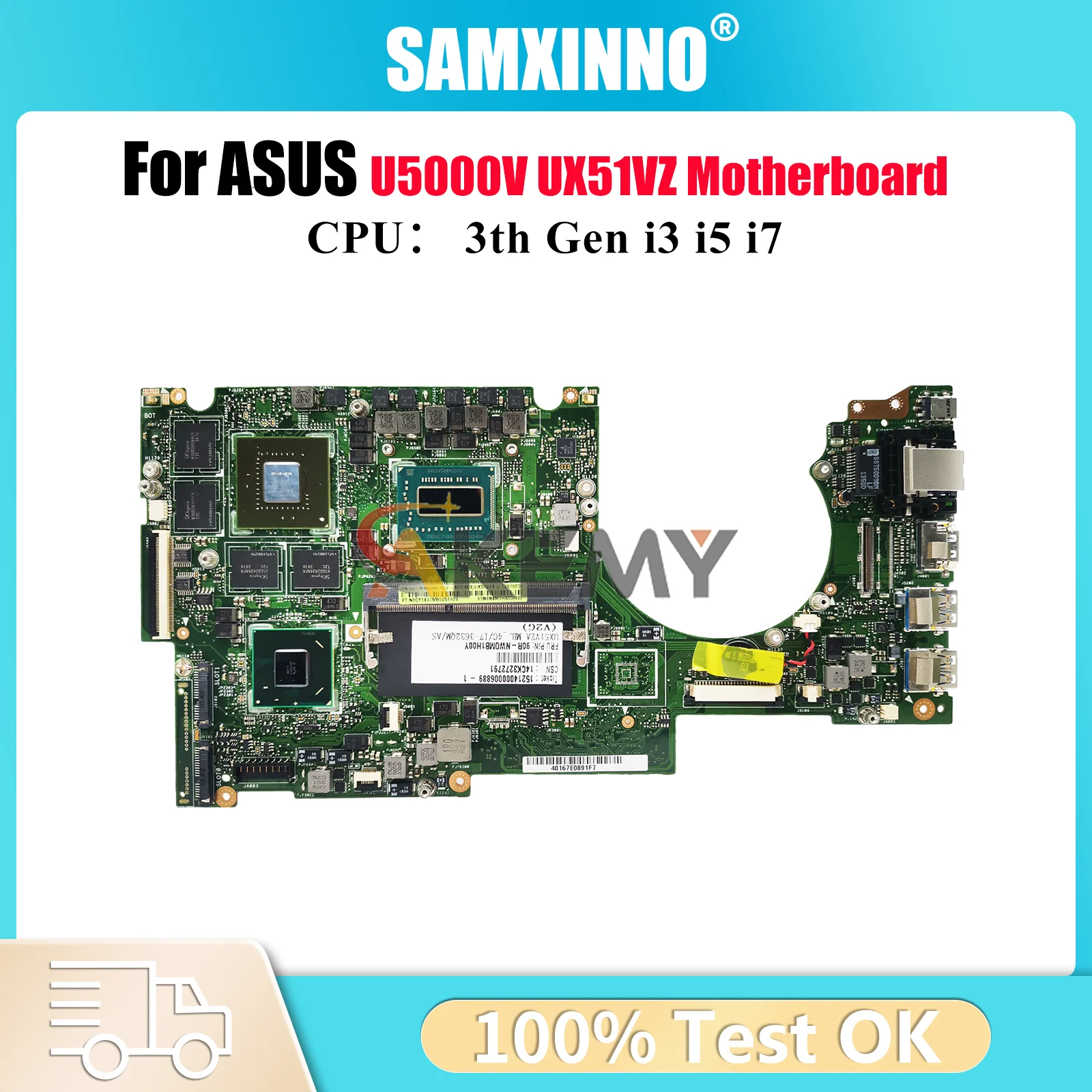 

UX51VZ Материнская плата для ноутбука ASUS ZenBook U5000V UX51VZ UX51V Материнская плата для ноутбука с процессором i3 i5 i7 100% тестирование ОК быстрая доставка