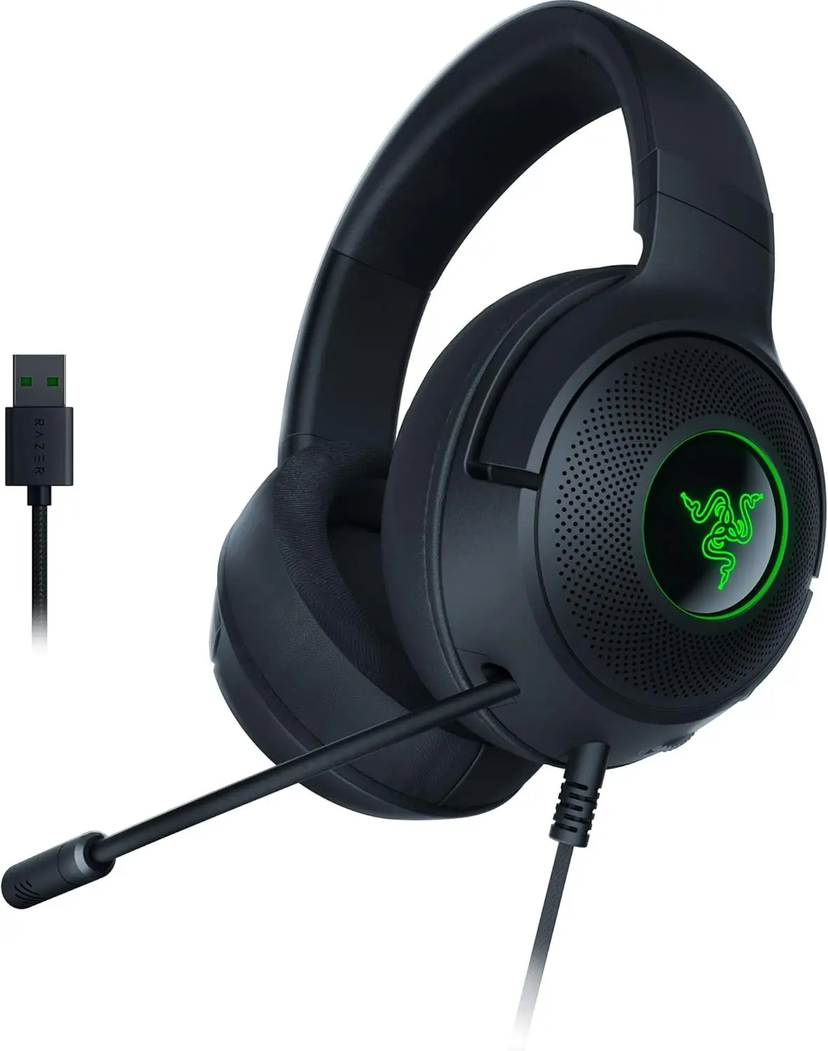 

Легкая игровая USB-гарнитура с объемным звуком 7.1, RGB-подсветкой и четким микрофоном для полного погружения в игру