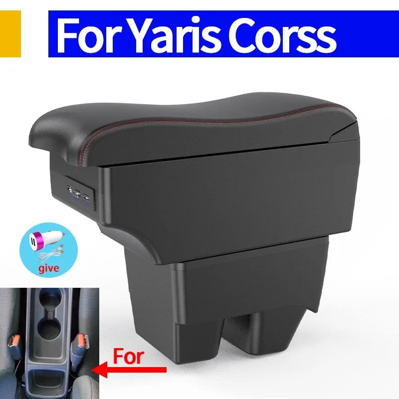 

For Toyota Yaris Cross armrest box for toyota yaris suv central Store content box decoration With USB car accessories