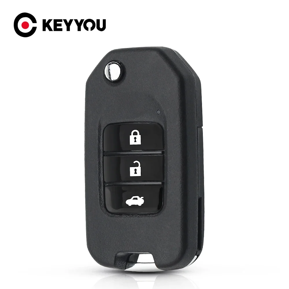 KEYYOU For Honda Civic Accord City CR-V Jazz XR-V Vezel HR-V FRV 3 Buttons Flip Remote Car Key Replacement Shell Repair Kit