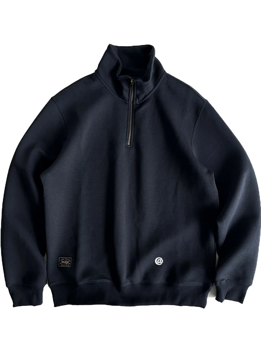 

Утепленная мужская толстовка в американском ретро-стиле с воротником-стойкой на молнии, свободная повседневная уличная куртка для осени