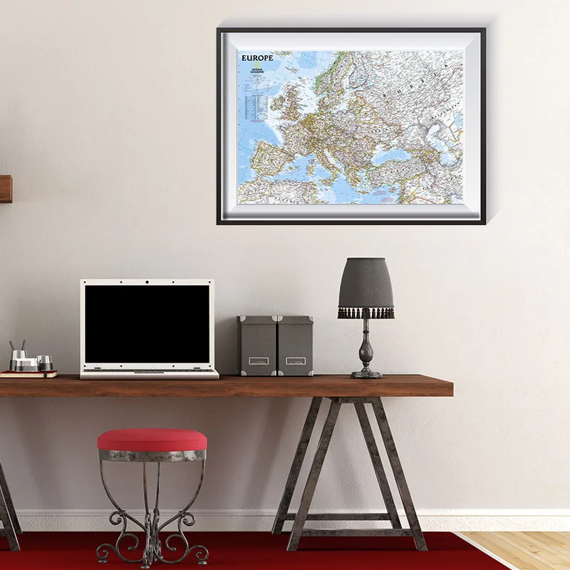 접이식 벽 포스터 유럽지도 영어 학교 용품 빈티지 장식 여행지도 Unframed Home Decor