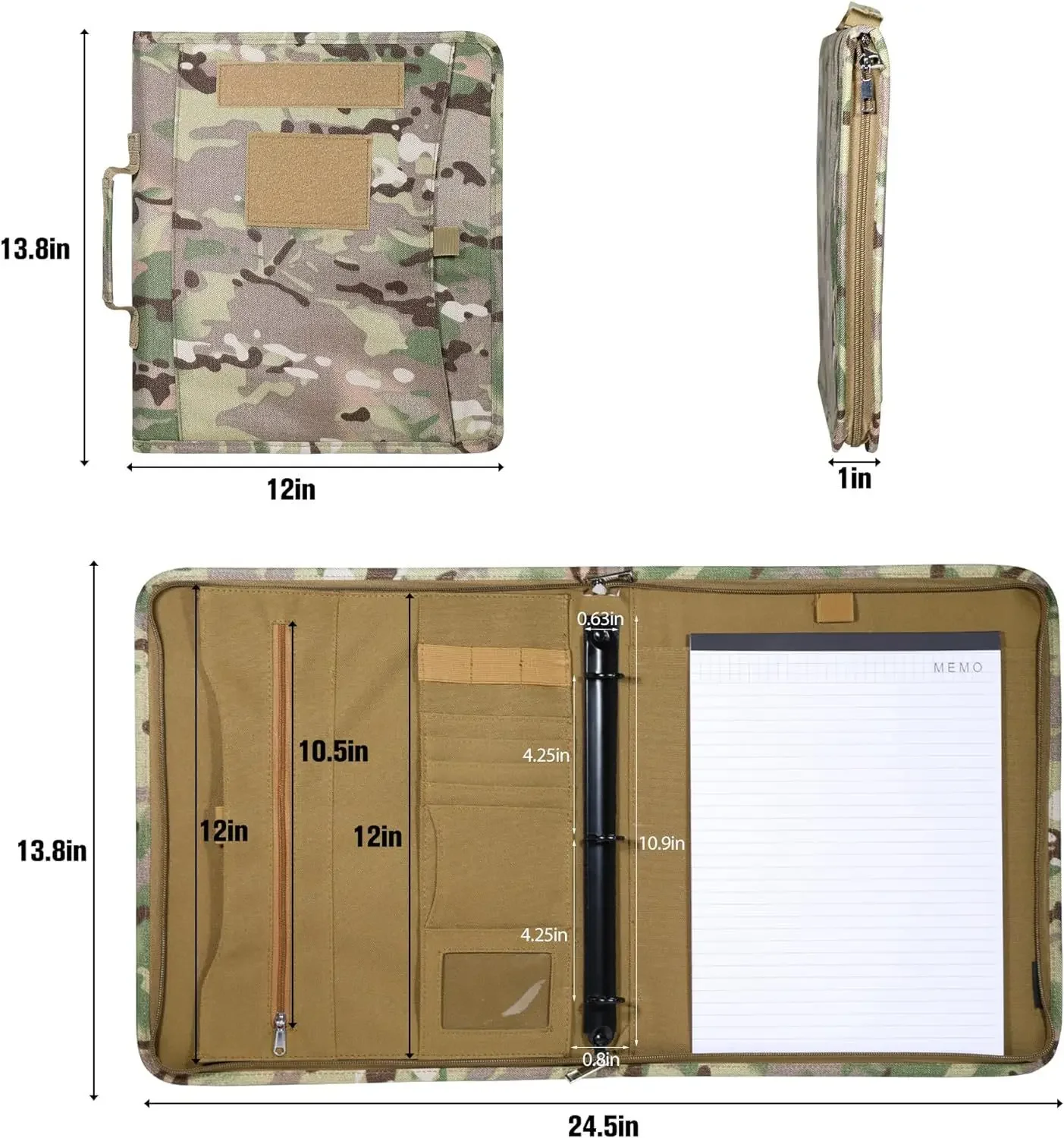 في الهواء الطلق Padfolio حلقة الموثق A4 التكتيكية غطاء للكمبيوتر الدفتري واقية دفتر الحافظة مقاوم للماء لوازم مكتبية الصيد