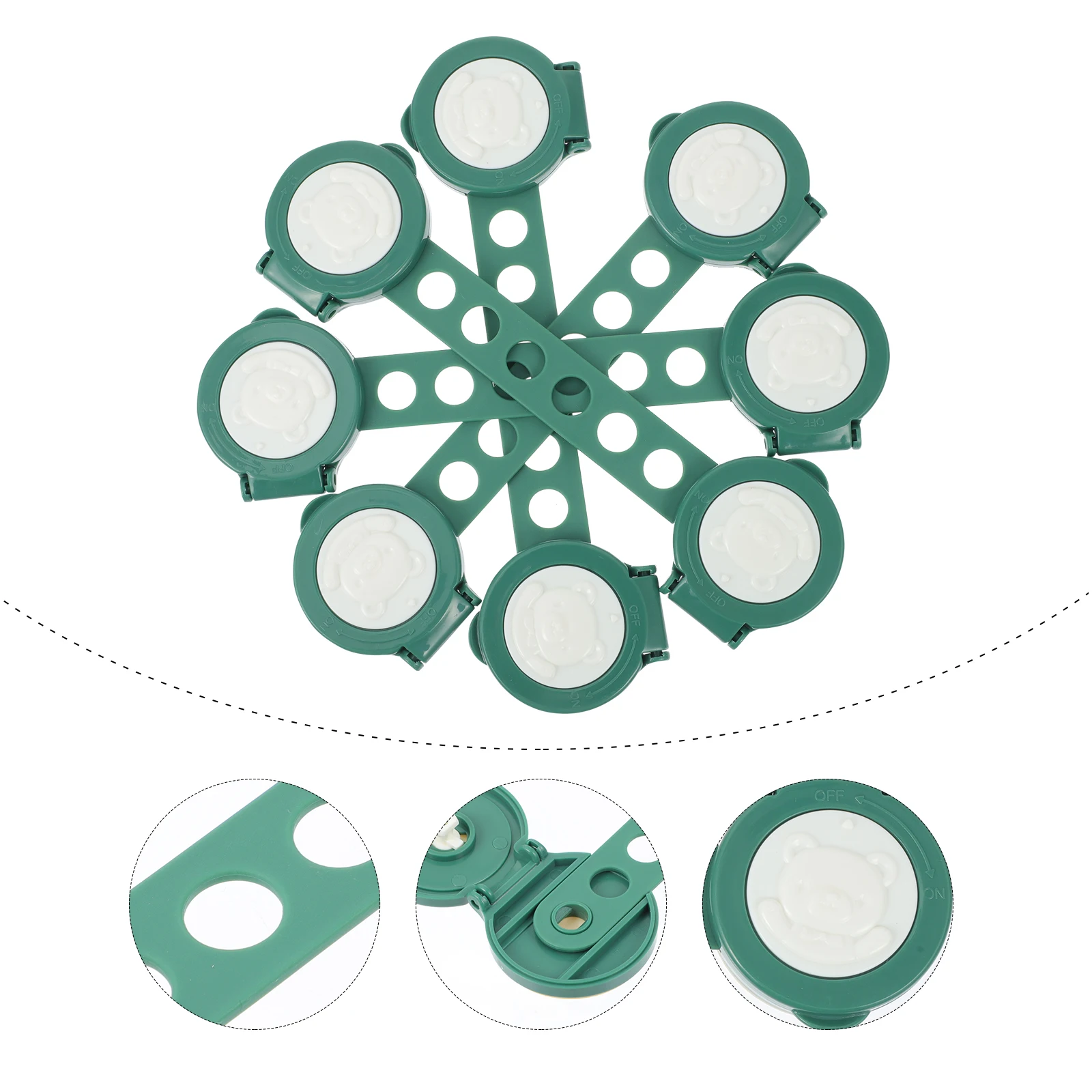 

6pcs Child Safety Locks Drawer Fridge Baby Proof Sliding Doors Cabinets Green Plastic Material Easy to Use Kids Protector