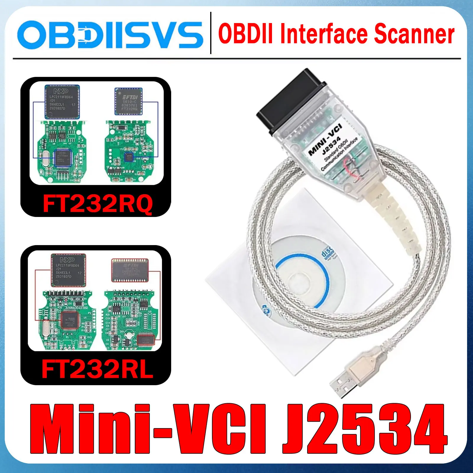 

OBDII Interface Scanner Mini VCI For Toyota J2534 Auto OBD2 Diagnostic Cable FT232RQ TIS Techstream MINI-VCI J2534 For Toyota