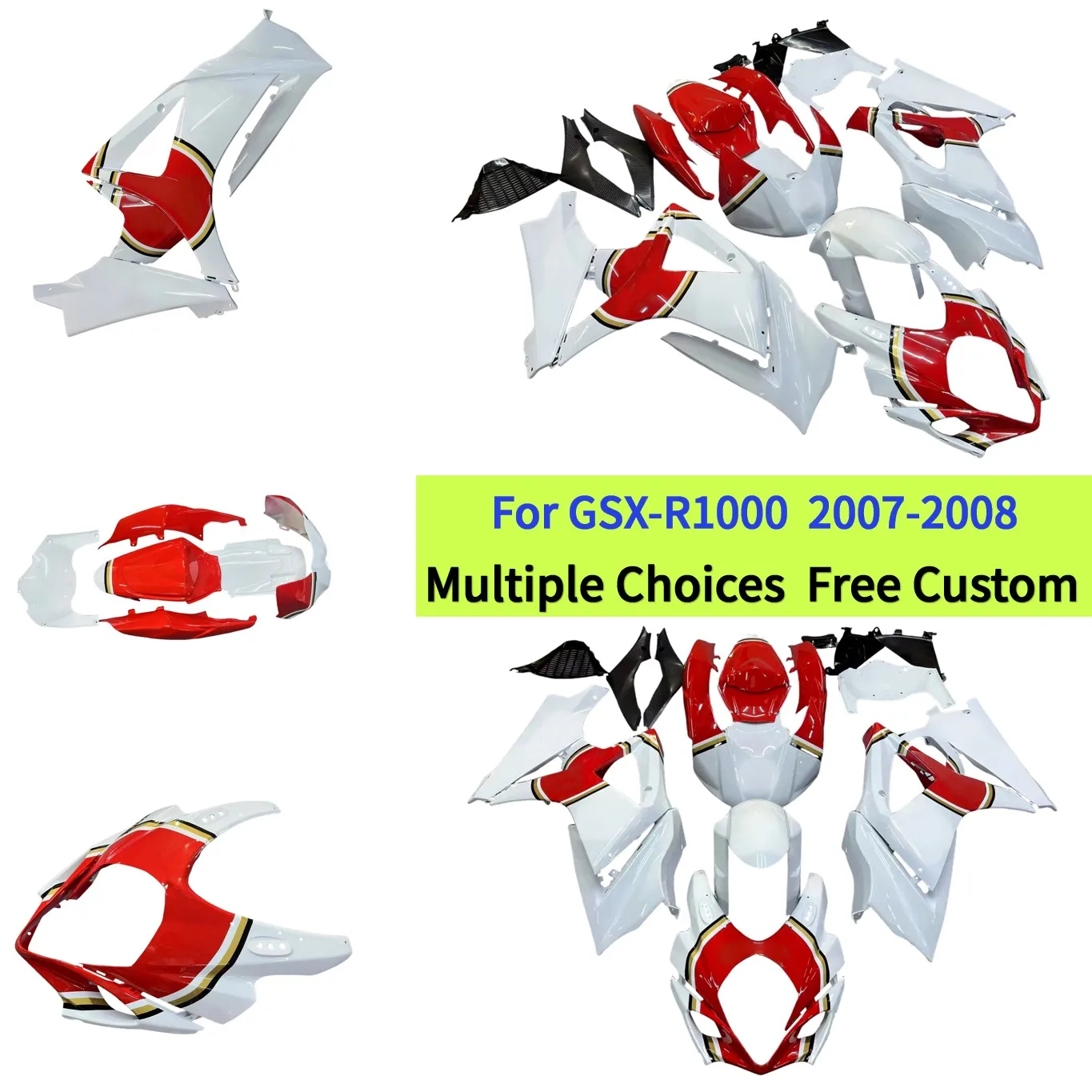 Motorcycle Parts Painted Fairing Kit For Suzuki GSXR1000 2007 2008 GSX-R1000 K7 ABS Plastic Body Panels Set | LUCKY STRIKE