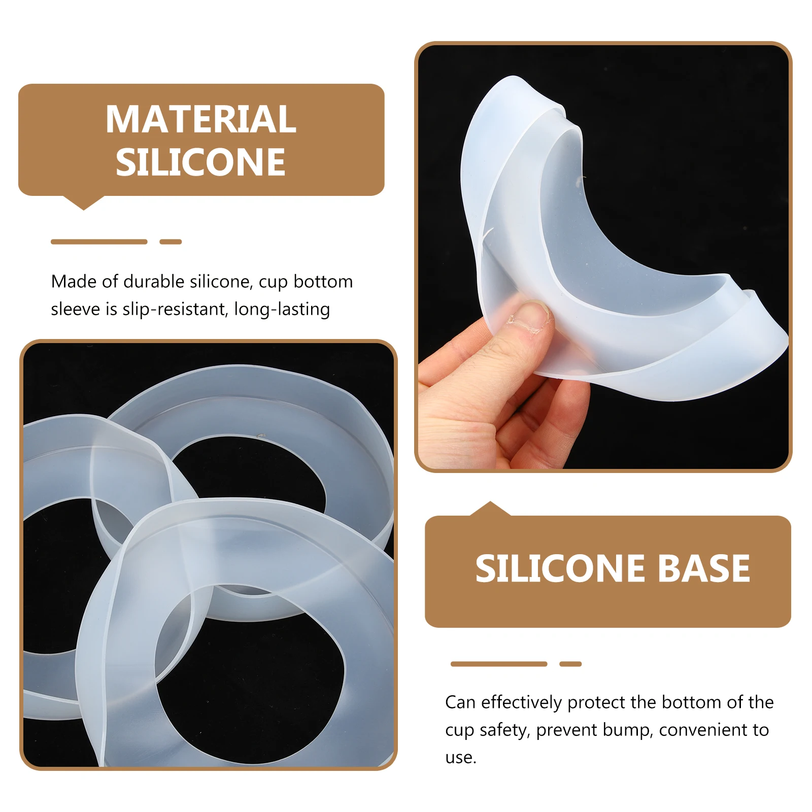 

4Pcs Silicone Cup Bottom Sleeve Non-Slip Protective Cover Heat Resistant Pad for Water Bottle Glass Cup Kettle