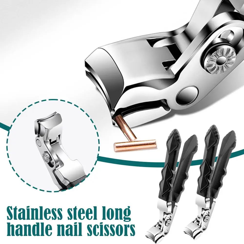 

1Pc Angled Head Nail Clippers Ergonomic Toenail Cutter Catcher Premium Thick Nails Clippers Trimmer with Nail Steel F8B1