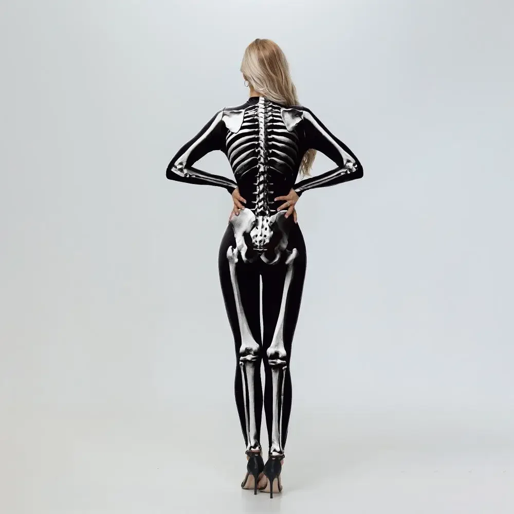 Kostiumy na Halloween szkielet body dla kobiet karnawałowy kombinezon Lady seksowny Zentai garnitur mężczyzna przebranie nosić festiwalowe ubrania imprezowe