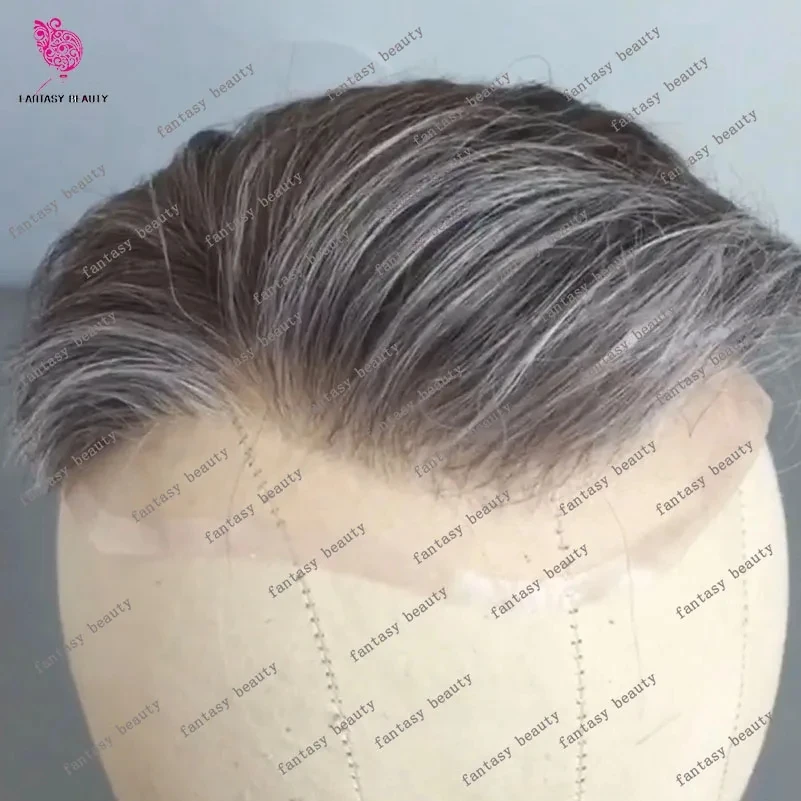 

Invisible Q6 Breathable Swiss Lace Front &PU Bleach Knot Natural Hairline 1B80 1b65 1b40 Men Toupee 100% Human Hair Prosthesis