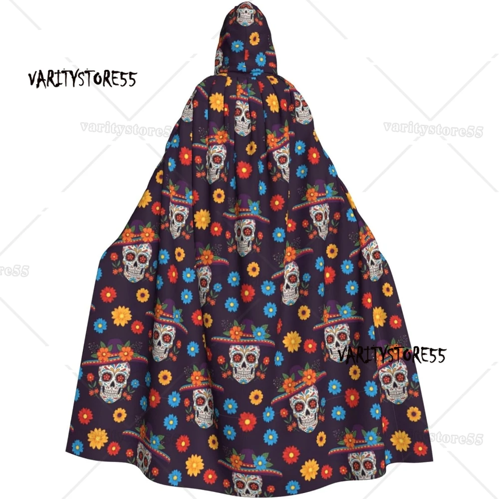 

Наряд для вечеринки на Хэллоуин, длинный черный плащ с капюшоном для подростков, череп Be Funny