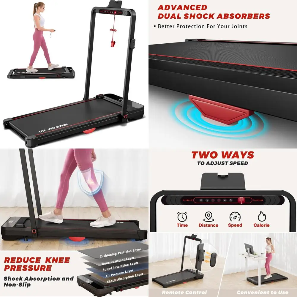 

Portable Folding Treadmill with Remote Control LED Display, 2.5HP Power, 265lbs Capacity for Home and Office Use