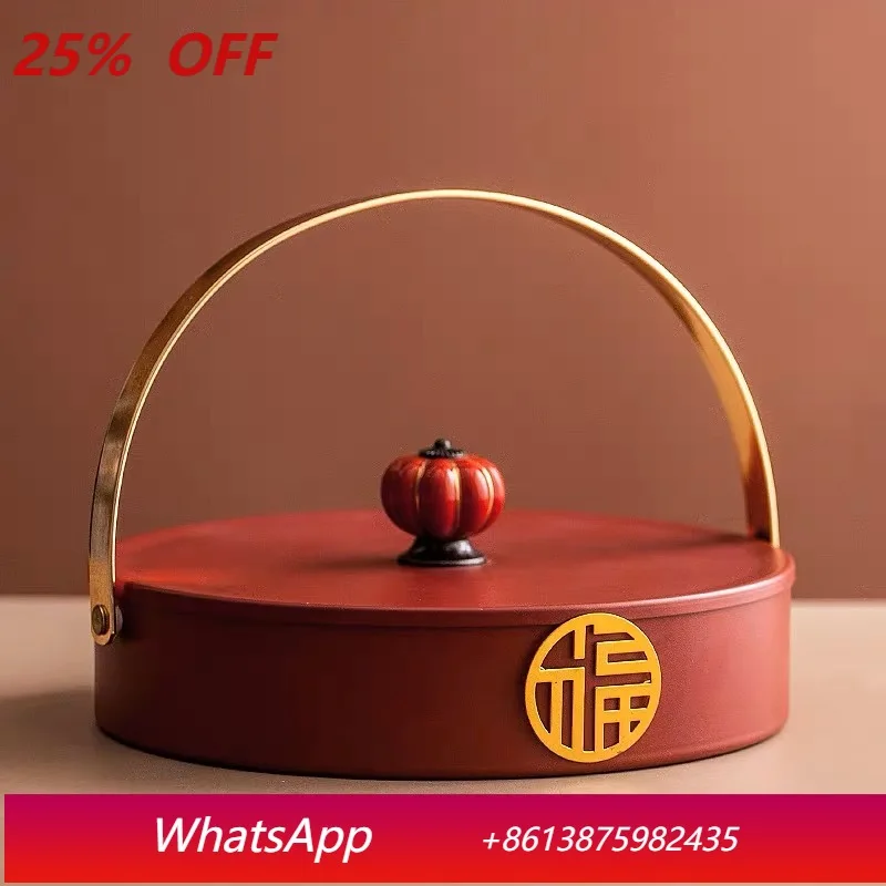 

LTT Vintage Chinese Light Luxury Fruit Plate Compartment with Lid, Living Room Household Dry Fruit Plate