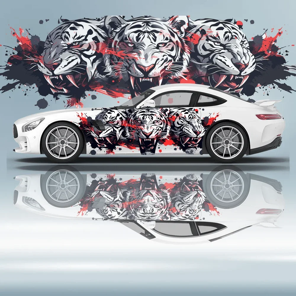 

Tiger's Roar White Brown Car Vinyl Wraps Decal Self-adhesive Anti Scratch Sticker Suitable for Trucks SUV Decor Auto Accessories