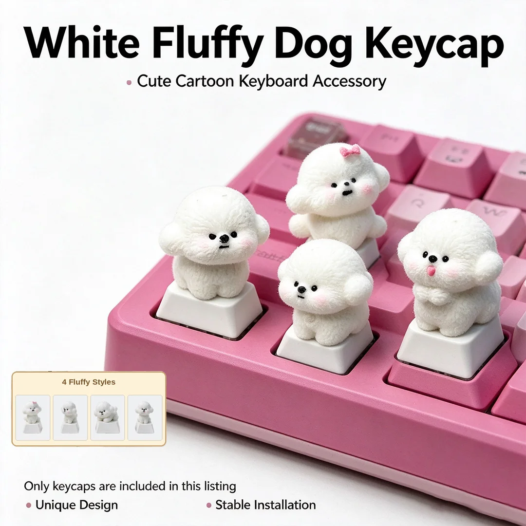 Cute Plush Dog Keycap, Cartoon Animal Key Cap for MX Switch Gaming Keyboard Decoration