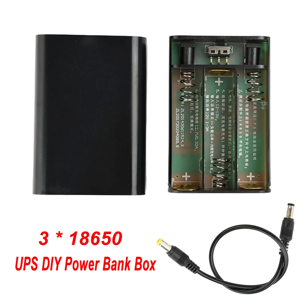 DIY 3*18650 Lithium Battery Case Power Bank Box with LED DC12V UPS Uninterrupted Power Supply for Router Cellphone Tablet Modem