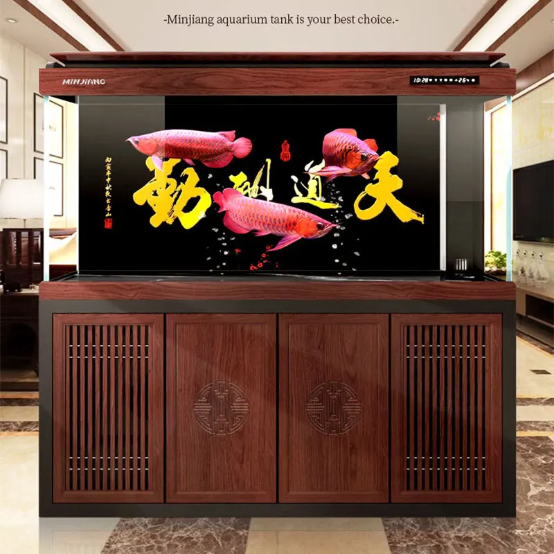 خزان الأسماك لغرفة المعيشة، حوض السمك المنزلي ذو القاع الكبير، أبيض جدًا