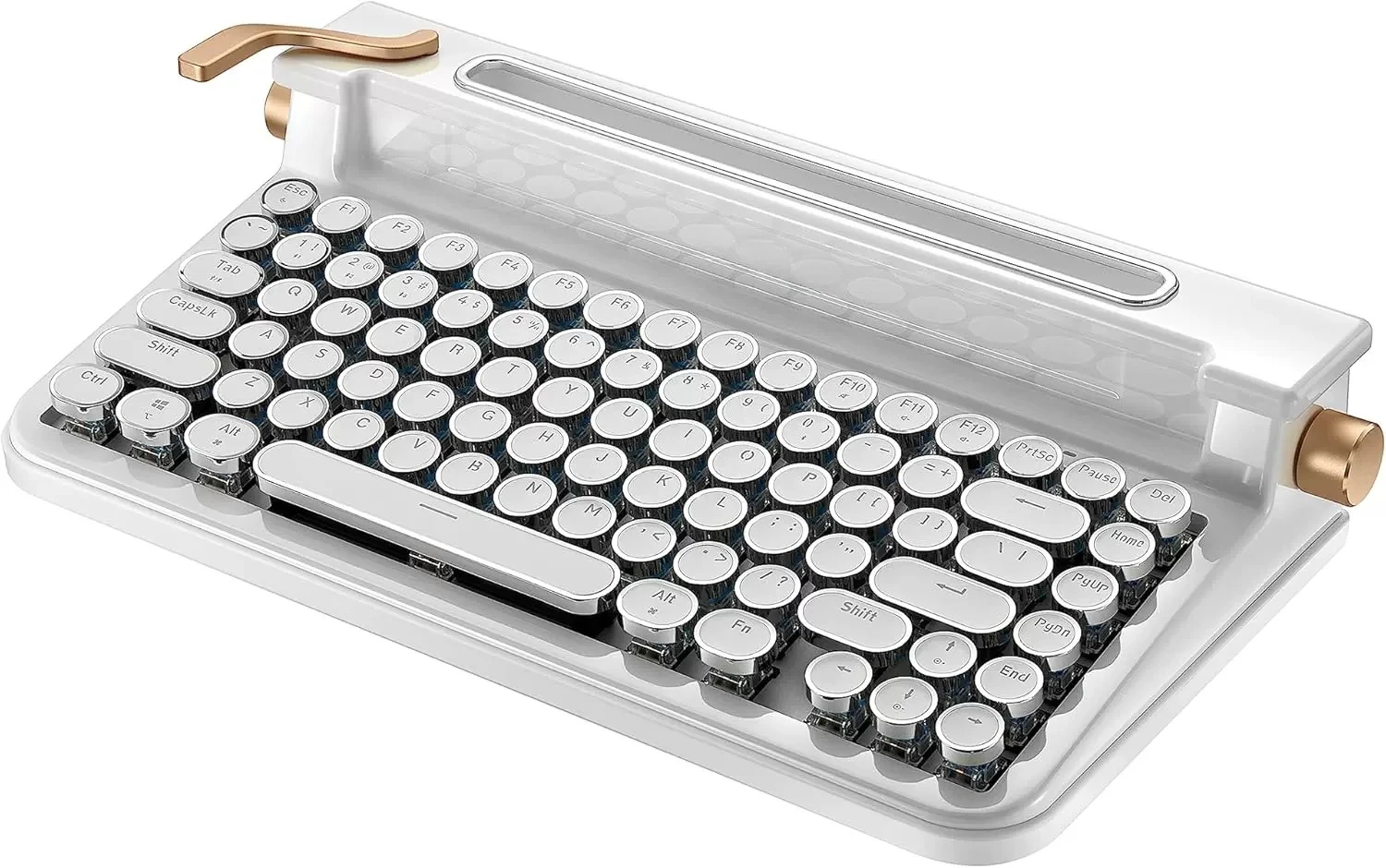 Retro Typewriter Keyboard 81 Keys Dual Mode Bluetooth 5.0 USB C Hot Swappable Round Keycap Punk Mechanical For Office