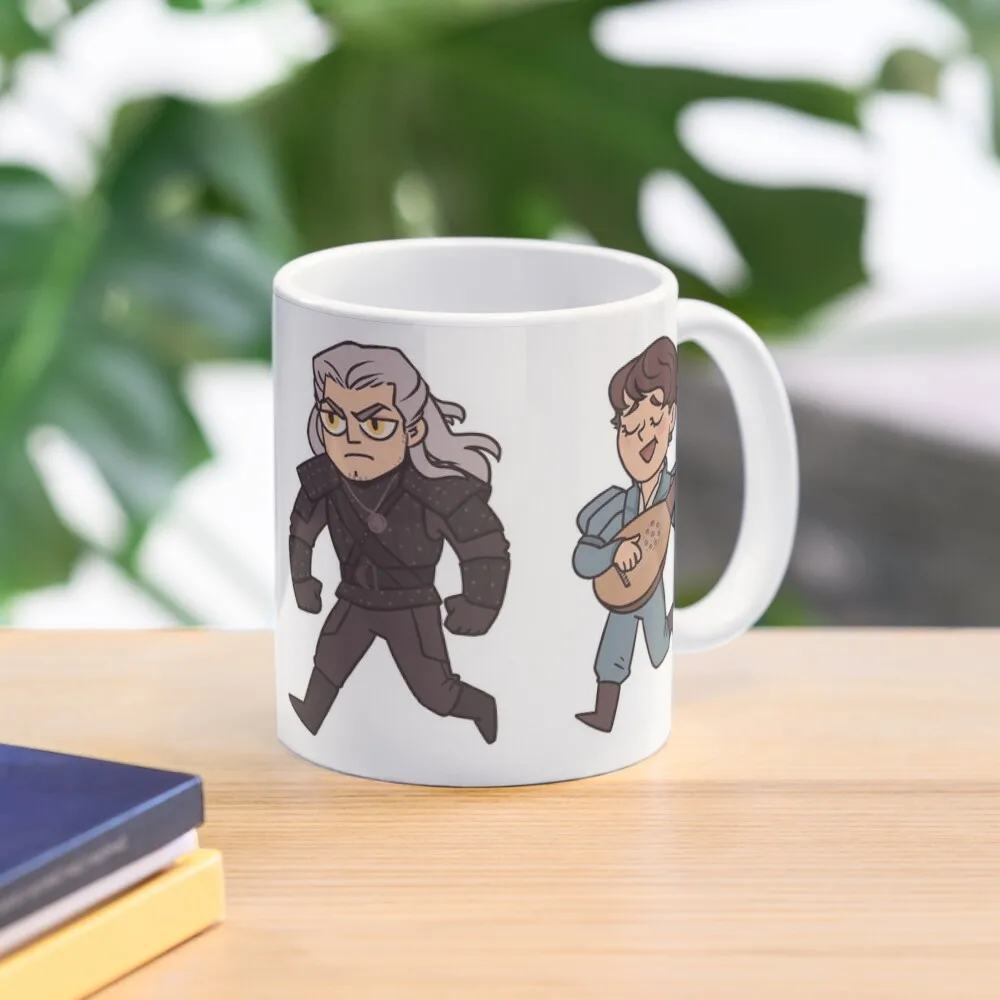 Geralt And Jaskier Classic  Mug Design Photo Printed Cup Coffee Tea Gifts Simple Picture Handle Round Drinkware Image