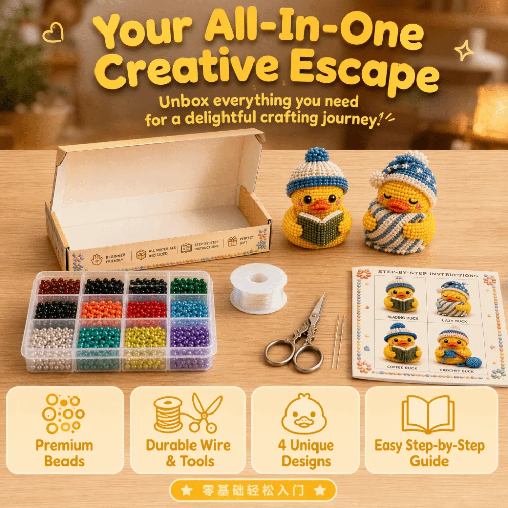 Tiny Beads 3D Beaded Duck Kit Animal Shape Cute Design Bead Weaving Kit Creative Craft Handmade Bead Art Kit Home Decor