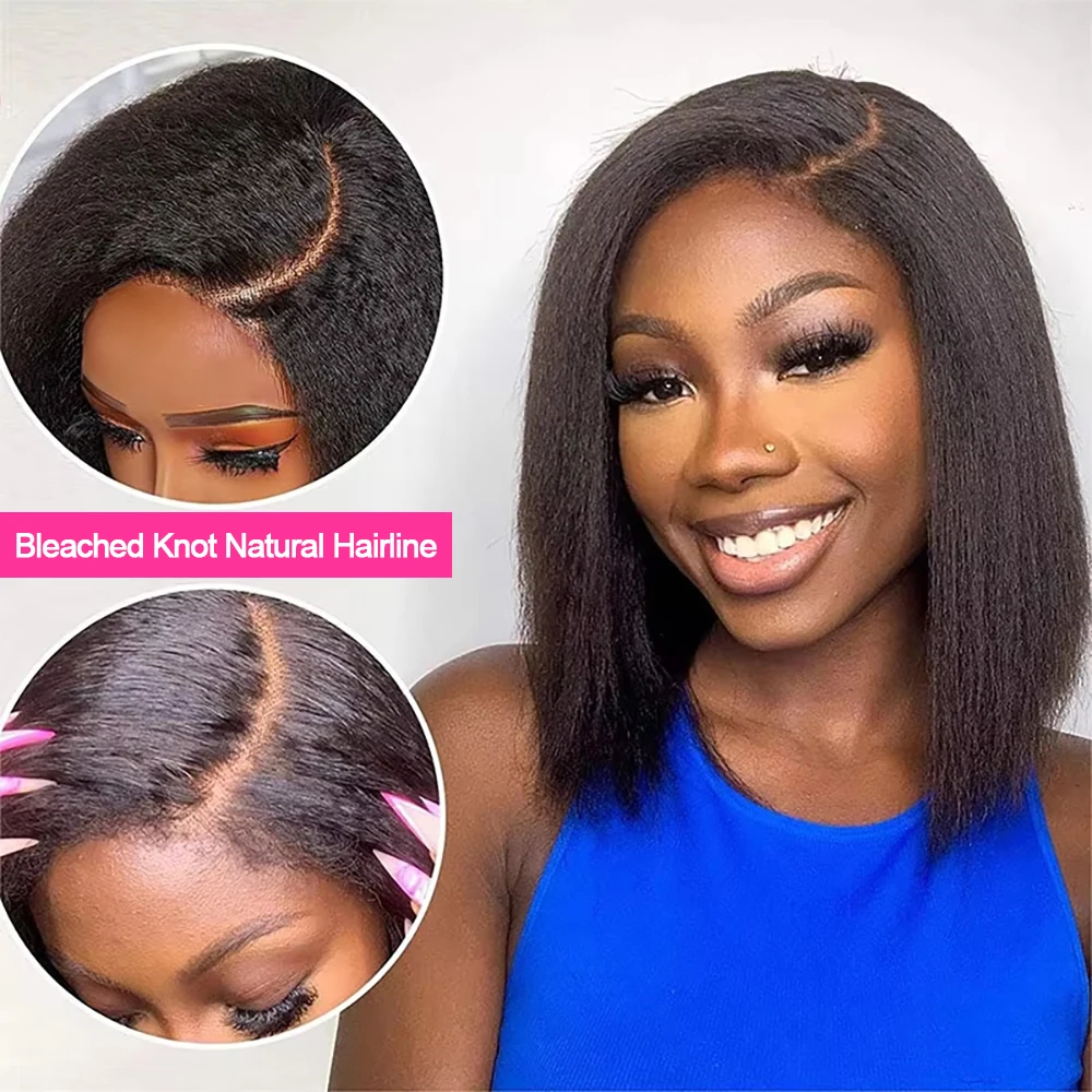 غريب مستقيم قبل قطع ارتداء والذهاب غلويليس شعر مستعار قصير بوب 100% باروكة من شعر طبيعي للنساء 13x4 الجبهة الدانتيل الشفاف ياكي بوب شعر مستعار