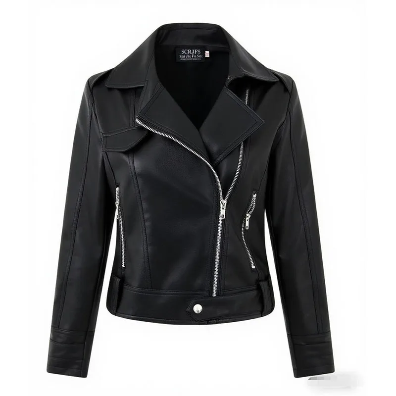 신상품 2025 여성용 숏 모터사이클 재킷 한국 버전 PU 가죽 재킷 슬림 봄 가을 코트 아우터웨어 노랑 빨강 검정