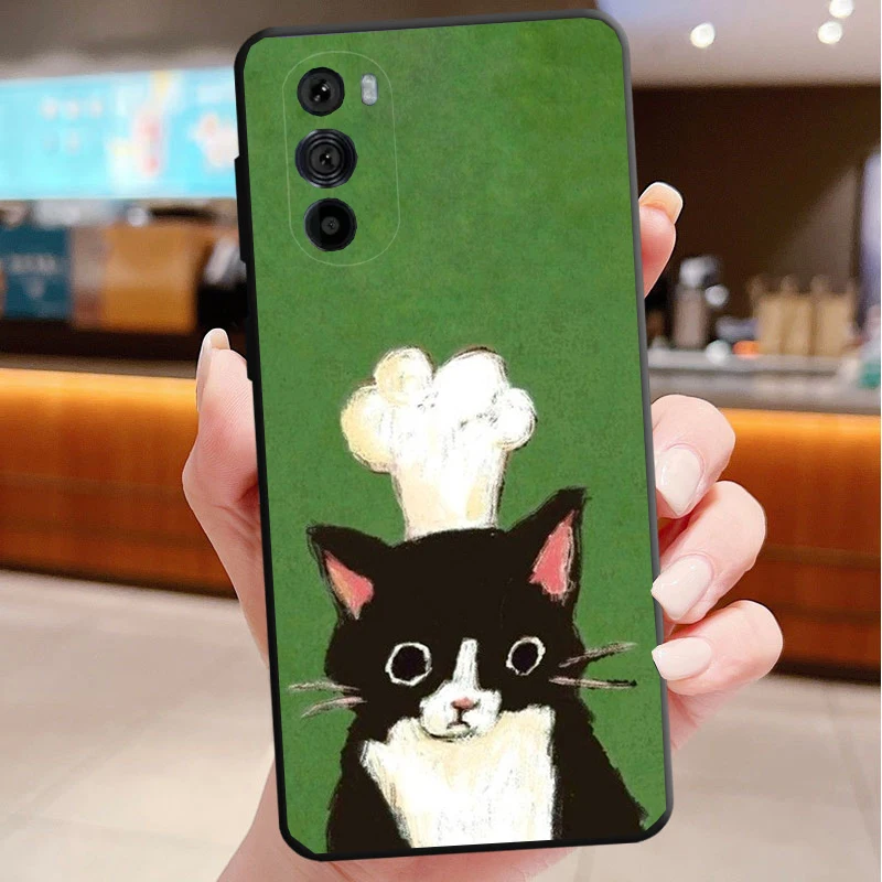 

Phone Case For Motorola Edge 50 40 Pro 60 50 40 30 Ultra Neo Fusion Moto G Play G Stylus G Power G Drinking Wine Cat