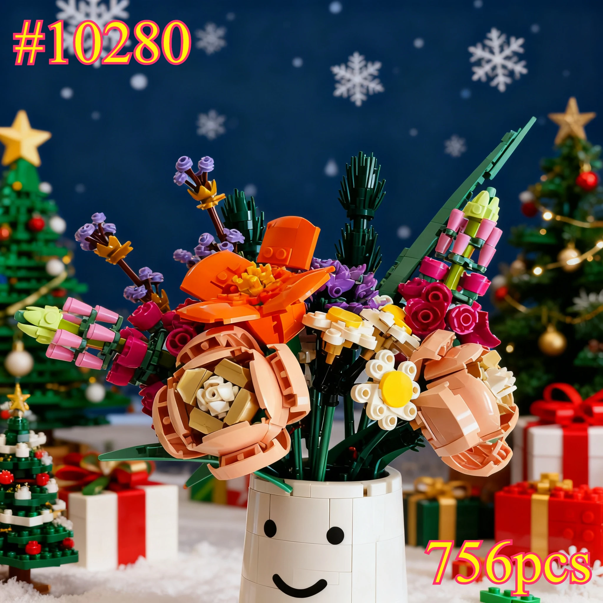 باقة ملونة جميلة 10280 مجموعات مكعبات بناء متوافقة مع جزيئات ليغو مناسبة لهدايا عيد الميلاد 756 قطعة #1