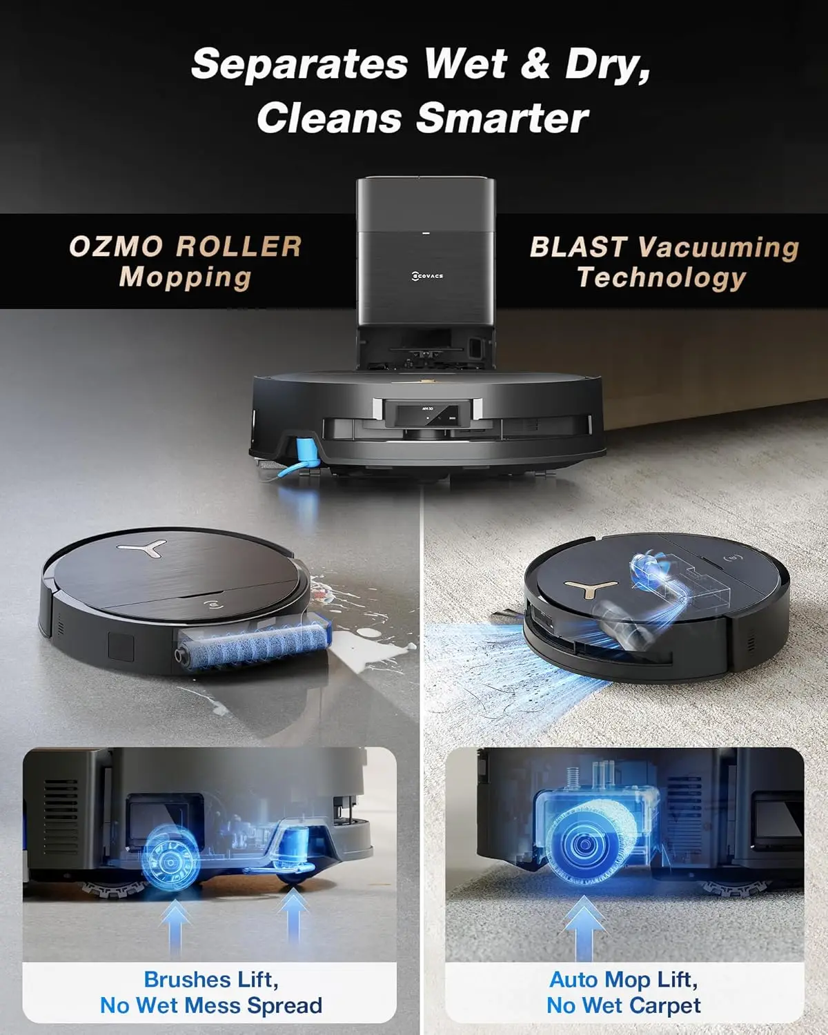 ECOVACS DEEBOT X9 PRO Omni Robot Vacuum dan Mop, Blast ™   Daya Hisap 16.600Pa, OZMO Roller Pembersih Otomatis Instan, ZeroTangle