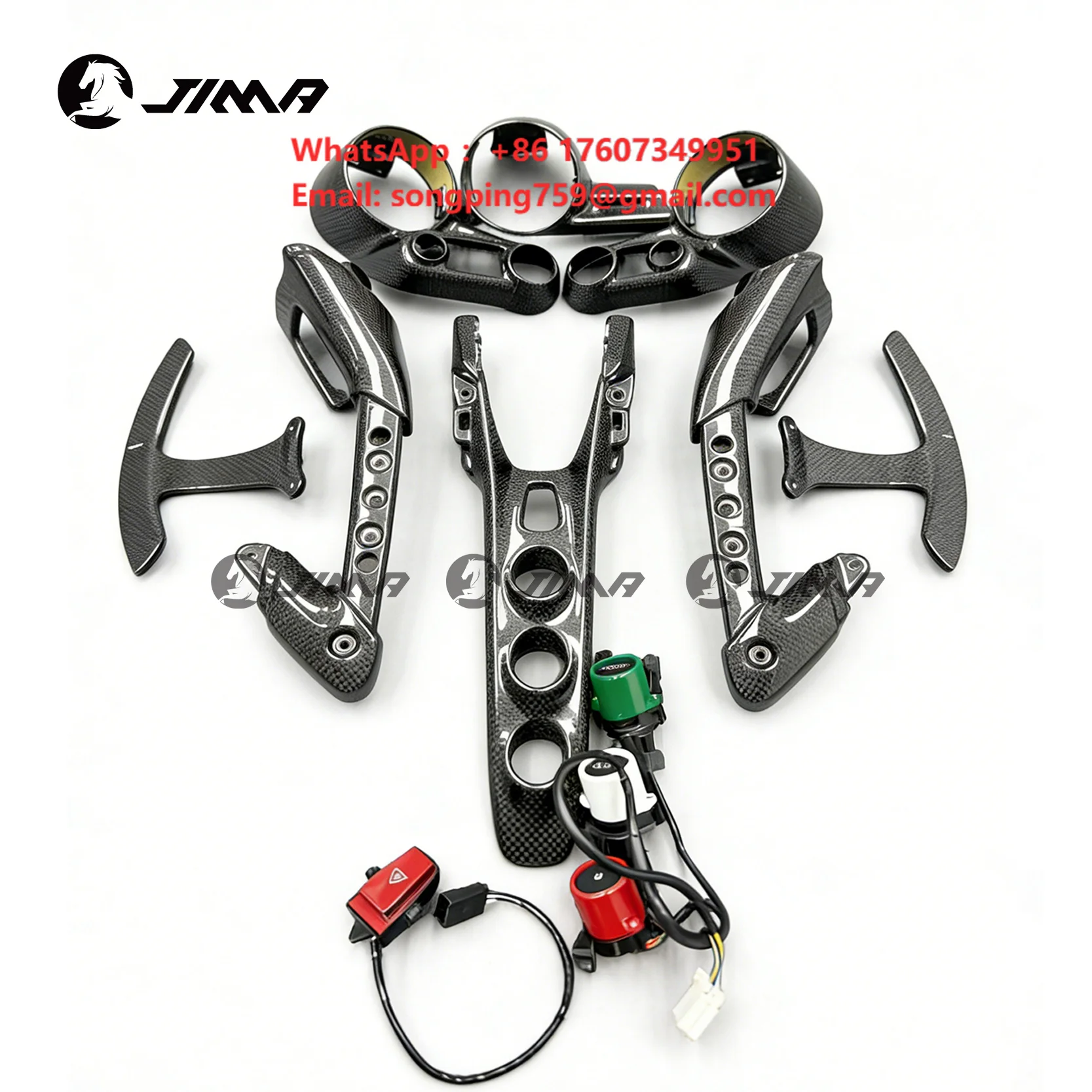 Carbon Fiber Interior Kit for Ferrari F8 Tributo Carbon Fiber Air Vent Outlet Center Console Shift Paddles