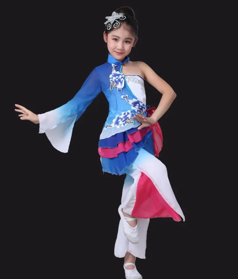 Children's Classical Nationality Costumes Yange Dance Elegant Ink Chinese Wind Umbrella Dance Clothing Children's Dance Clothes